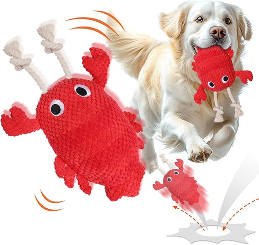 CiyvoLyeen Lobster Interactive Dog Toy to Keep Them Busy with Electric Moving Automatic Ball, Plush Stuffed Funny Cute Puppy Pet Toy for Boredom Christmas Birthday Gift for Small, Medium, Large Dogs