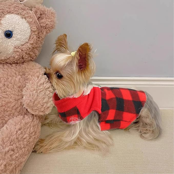 Dog Clothes for Small Dogs Boy Girl Fleece Dog Sweater Vest Puppy Sweatshirt Pullover XSmall Doggie Sweaters Stretchy Warm Chihuahua Teacup Clothes Outfits Costume Cat Sweaters, S, Red