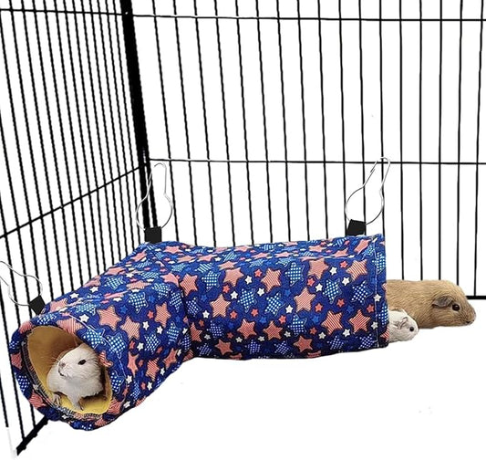 Guinea Pig Rat Ferret Hammock, Small Animal Corner Tunnel & Tubes & Bed for Hedgehog Piggy Chinchilla Hideout Toys and Cage Accessories