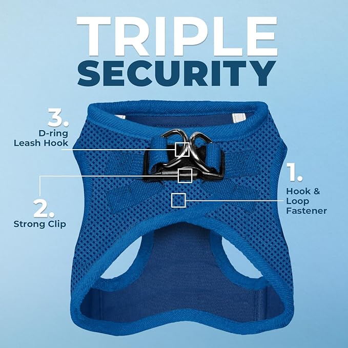 Voyager Step-in Air Cat Harness - All Weather Mesh Step in Vest Harness for Small and Medium Cats by Best Pet Supplies - Set (Royal Blue), XXS