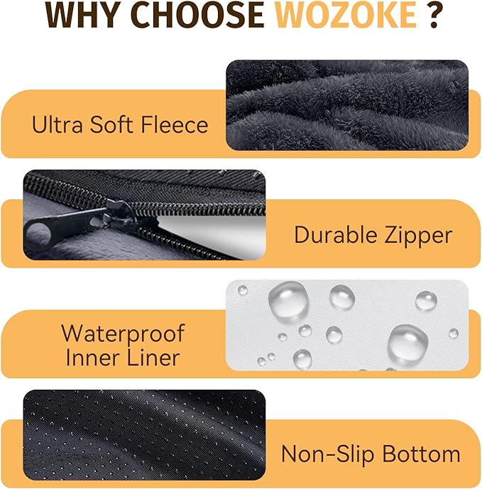 Orthopedic Washable Large Dog Bed: Waterproof Pet Bed with Bolsters - Removable Washable Cover for L XL XXL Large Sized Dog Bed - Non-Slip Bottom