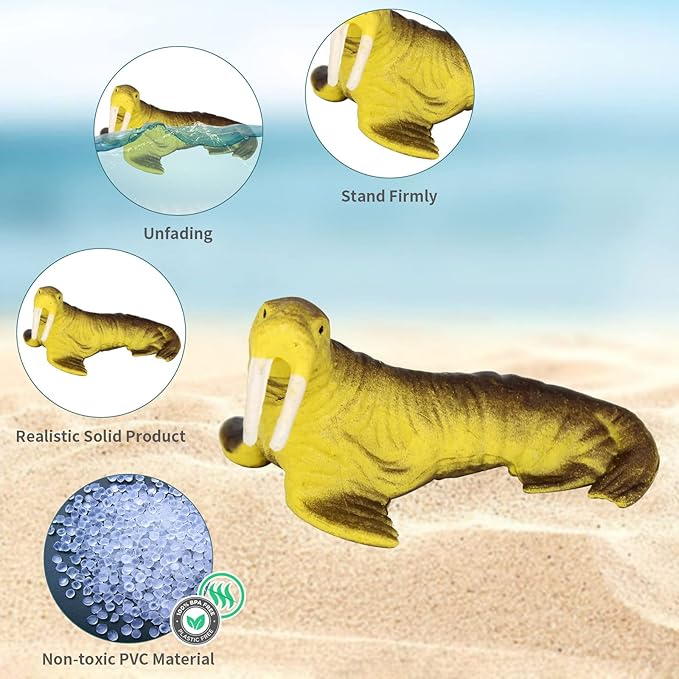 18PCS Mini Sea Creature Ocean Animal Figures Toy - Plastic Small Tiny Marine Animal Figurines with Sharks Whales Arctic - Easter Egg Cake Topper Birthday Gift for Kids Toddlers