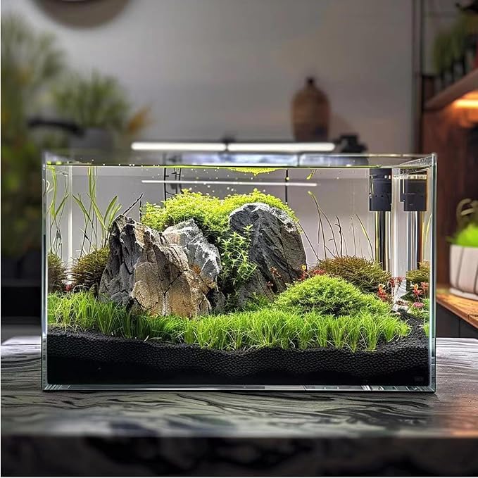 10 Gallon Glass Small Fish Tank, Betta Fish Tank Starter Kit with Filter, Lights, Lid.
