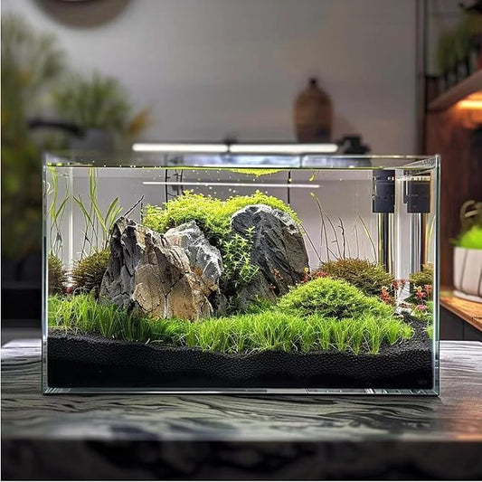 10 Gallon Glass Small Fish Tank, Betta Fish Tank Starter Kit with Filter, Lights, Lid.