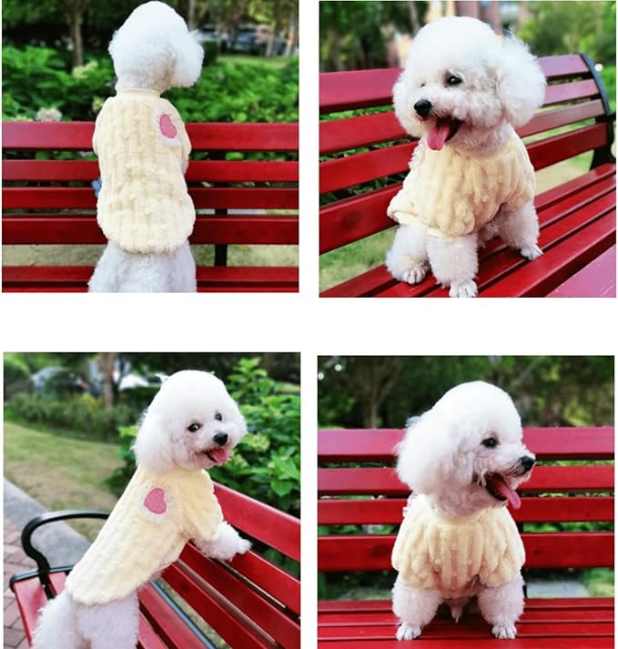 Cute Cat Sweaters Warm Cotton Plush Dog Apparel & Accessories Pink Kitten Turtleneck Sweaters for Indoor Cats and Small Dogs with Pet Laundry Bag (S (3.3-6.6lbs))