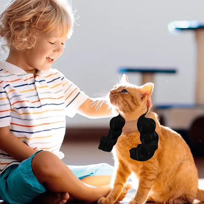 Creative Cat Muscle Arms,Halloween Cat Costume Accessory,3D Printed Cat's Neck Arm with Muscle,Funny Muscle Arms for Cats,Pet Costume for Kitten Birthday Party (Black)