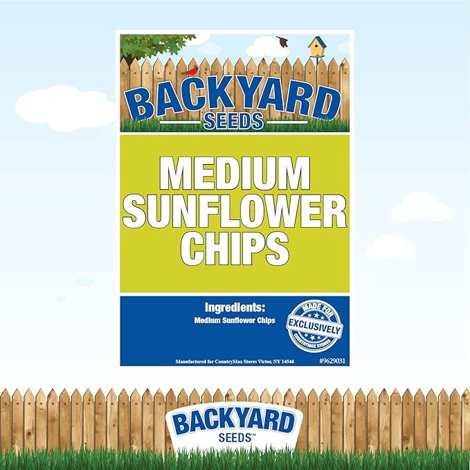 CountryMax Sunflower Chips for Wild Birds, Medium Shelled, No Mess, No Waste, 20 lb Bag