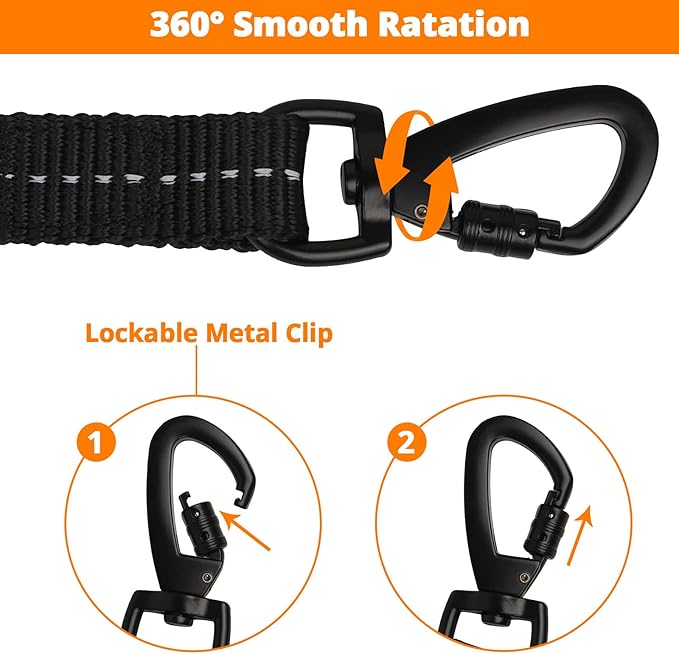 jenico Long Dog Leash 15FT: Heavy Duty Nylon Rope Leashes for Dogs Training with Reflective Threads Bungee and Padded Handle - Dog Lead for Large Small Medium Dogs Outside Walking Hiking