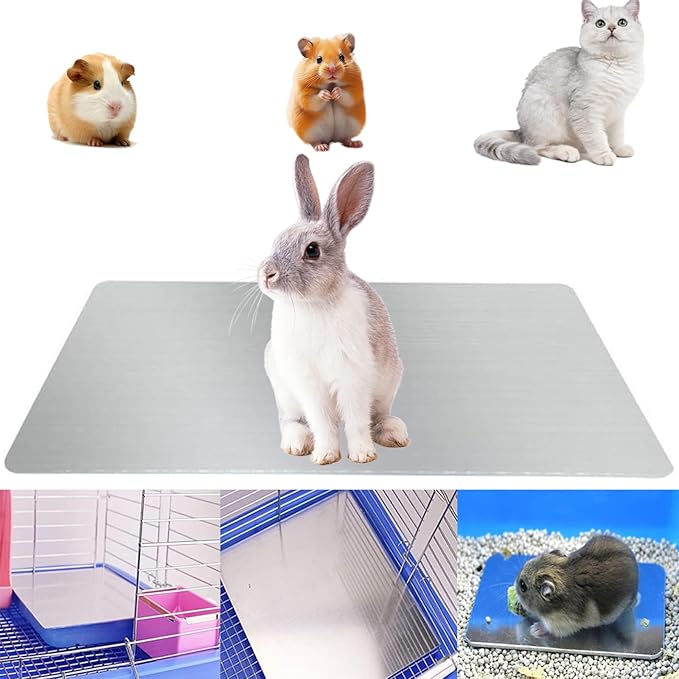 Rabbit Cooling Pad, 12x8 in Self Cooling Mat for Hamster Guinea Pig Chinchilla Bunny Kitten Cat and Other Small Animal, Pet Cool Ice Bed Plate Perfect for Hot Summer