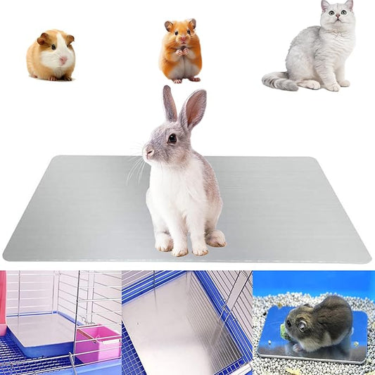 Rabbit Cooling Pad, 12x8 in Self Cooling Mat for Hamster Guinea Pig Chinchilla Bunny Kitten Cat and Other Small Animal, Pet Cool Ice Bed Plate Perfect for Hot Summer