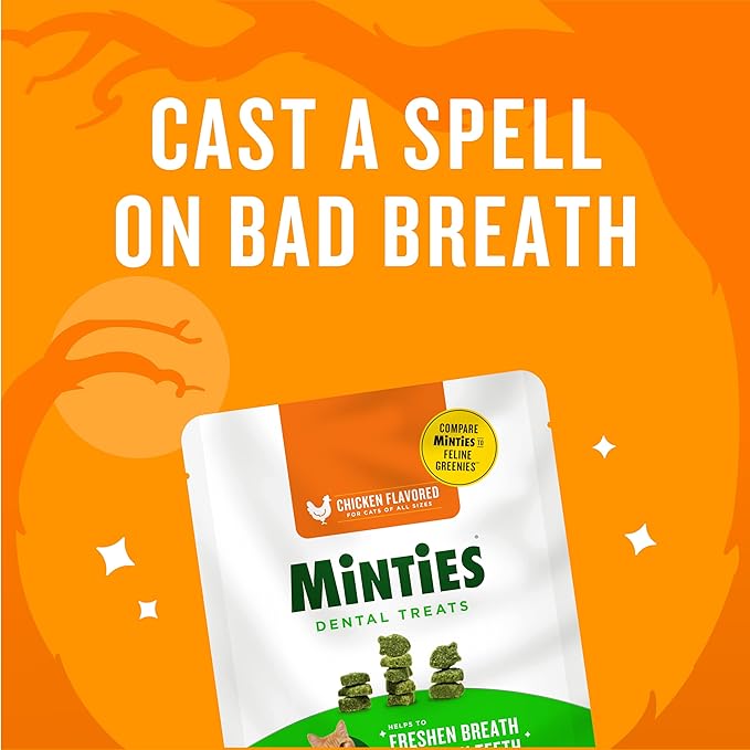 Minties Dental Treats for Cats, Chicken Flavored Treats for Cats, Freshens Breath and Controls Tartar, 2.5oz