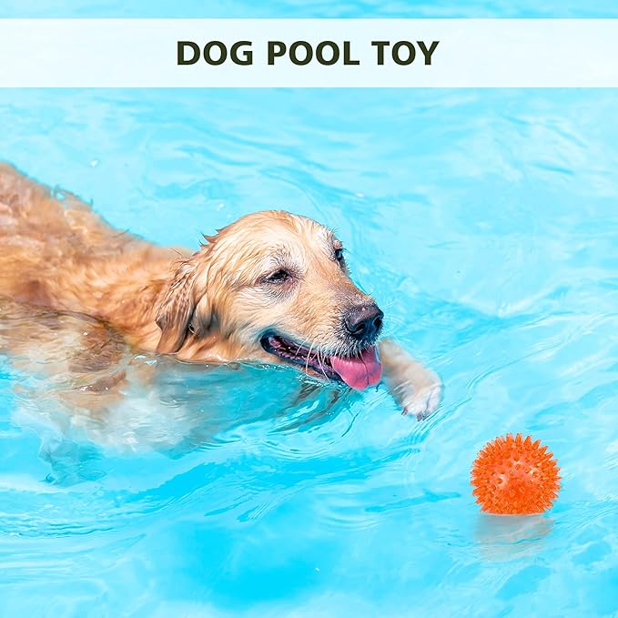 petizer Dog Toy Balls, 3-Pack Squeaky, Floating, Spiky, Interactive Fetch, Chew for Small Medium and Large Dogs, Waterproof, 2.5/3.5in