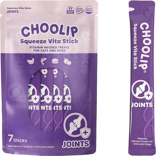 Squeeze Vita Stick Lickable Cat and Dog Treats – 7-Count Joint Support Sticks with Multivitamins, Soft Squeezable Paste for All Life Stages, Supporting Joint Health