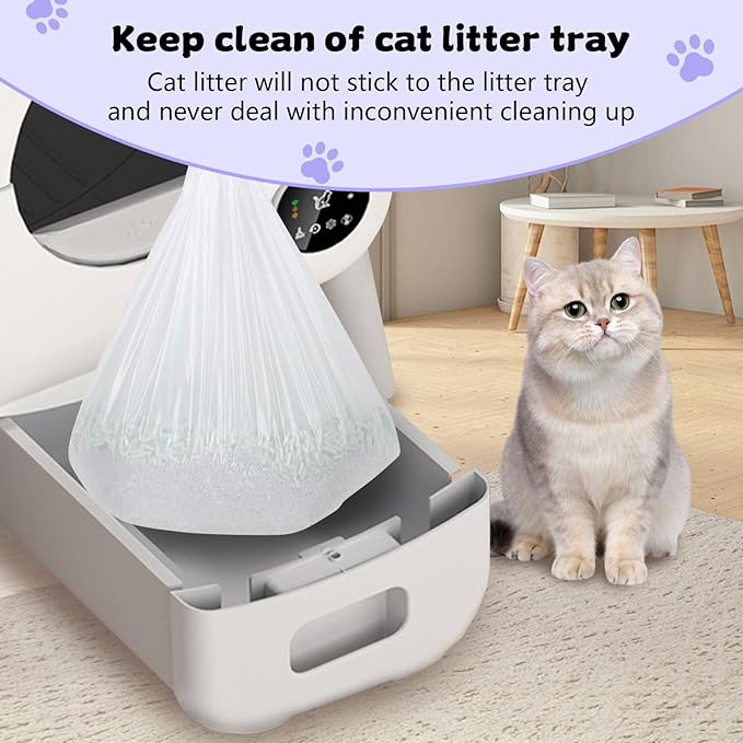 60 Count 26" x 11.8" Cat Litter Box Liners for Fsitego and Fumoi Self Cleaning Litter Box, Extra Thick Heavy Duty Cat Litter Bags Replacement, 3-4 Gallons of Capacity