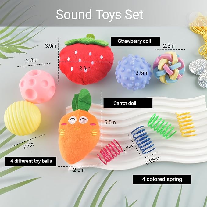 12 Pack Ferret Toys Set, Colorful Teething Balls Squeaky Toys Soft Rubber Balls Cute Ferret Plush Toy Interactive Sound for Ferret Rat Small Animals Cage Exercise Entertainment Chew Toys