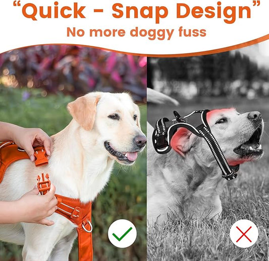 No Pull Dog Harness, Reflective Puppy Vest for Small Medium Large Sized Dog(Orange,XL)