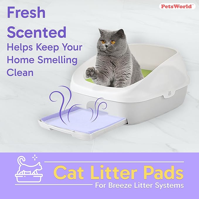 PETSWORLD Fresh Scented Cat Pads Refills for Tidy Cats Breeze Litter System 600 Pads for Cat Litter Box, 16.9x11.4 Inch