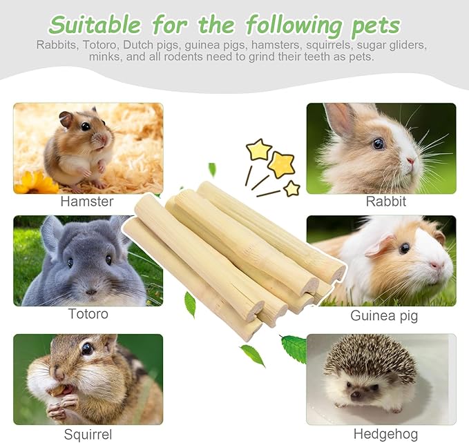 2 LB Natural Sweet Bamboo Chew Toys, Bamboo Chew Sticks, 908g Pet Snacks for Hamster Chinchilla Guinea Pig, Molar Treats Snack for Small Animals