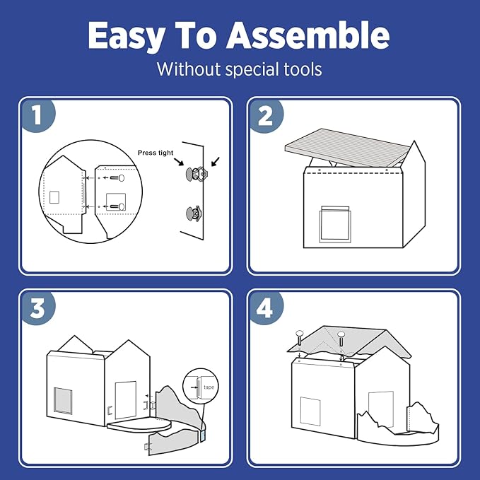 Cat Beds for Indoor Cats, Cardboard Cat House with Scratchers, Onsen Hotel, Large Sturdy Cat Furniture Condo Cave Tent, Easy to Assemble Pet Toys Accessories Stuffs, Bunny Small Animals