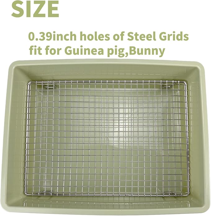 Upgraded Large & Medium Litter Box for Rabbits & Guinea Pigs – High-Capacity Cage Toilet Tray with Elevated Grid & Low Entry Design, Ideal for Bunnies, Ferrets, and Small Pets