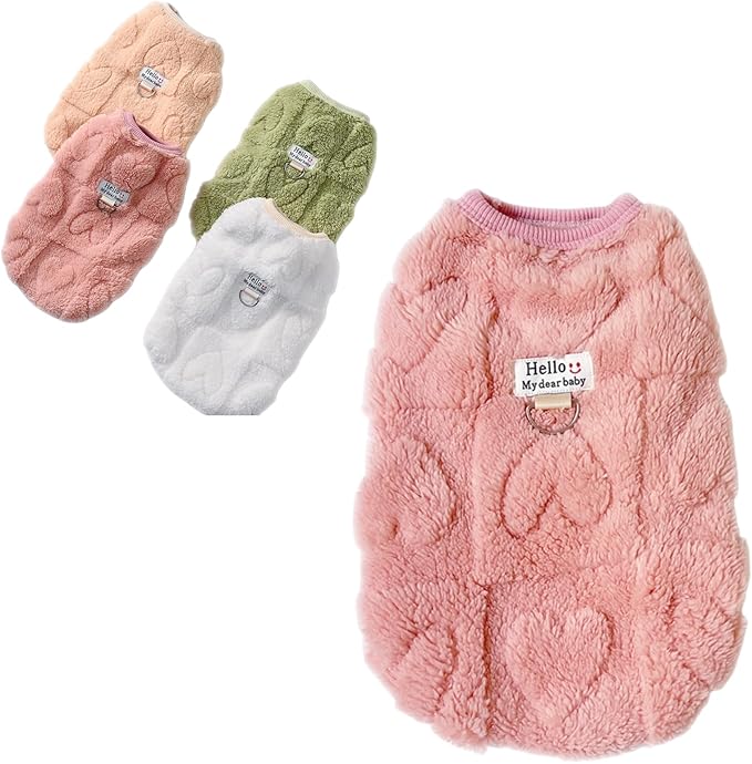 Warm Cat Apparel Cute Fluffy Cat Sweatshirt Cartoon Kitten Winter Coat Pullover Soft Skin-Friendly Knitwear (Large, Pink)