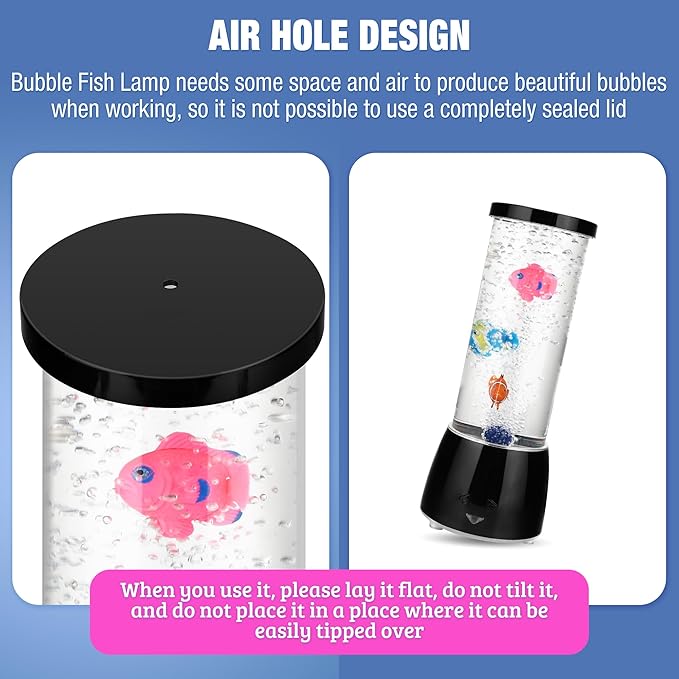 Bubble Fish Lamp, GuardWee 16 Colors Light & 4 Lighting Effects Fake Aquarium Sensory Lamp, Artificial Fake Fish Tank for Home Decor, Ideal Gift for Kids/Adults