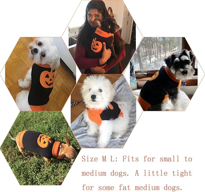 NACOCO Dog Sweater Pumpkin Pet Sweaters Halloween Holiday Party for Cat and Puppy (M)