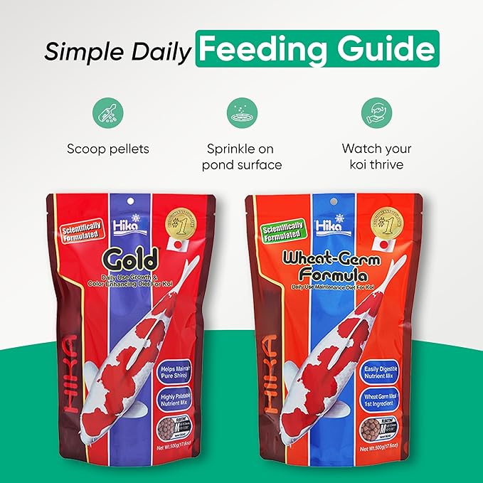 Koi Fish Food & Goldfish Food – Medium Pellets for Ponds – Wheat Germ Koi Food for Healthy Pond Fish, 17.6oz Bag with Microfiber Cleaning Cloth