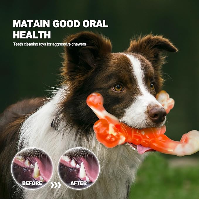 WinTour Indestructible Dog Toys for Large Dogs Aggressive Chewers, Tough Dog Toys for Aggressive Chewers Large Breed, Durable, Heavy Duty Chew Bone, Bacon Flavor