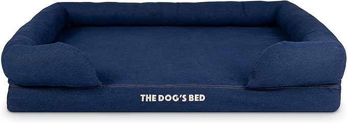The Dog’s Bed, XL Blue Denim 43.5x34, Memory Foam, Pain Relief: Arthritis, Hip & Elbow Dysplasia, Post Surgery, Lameness, Supportive, Calming, Waterproof Washable Cover, Veterinary Approved