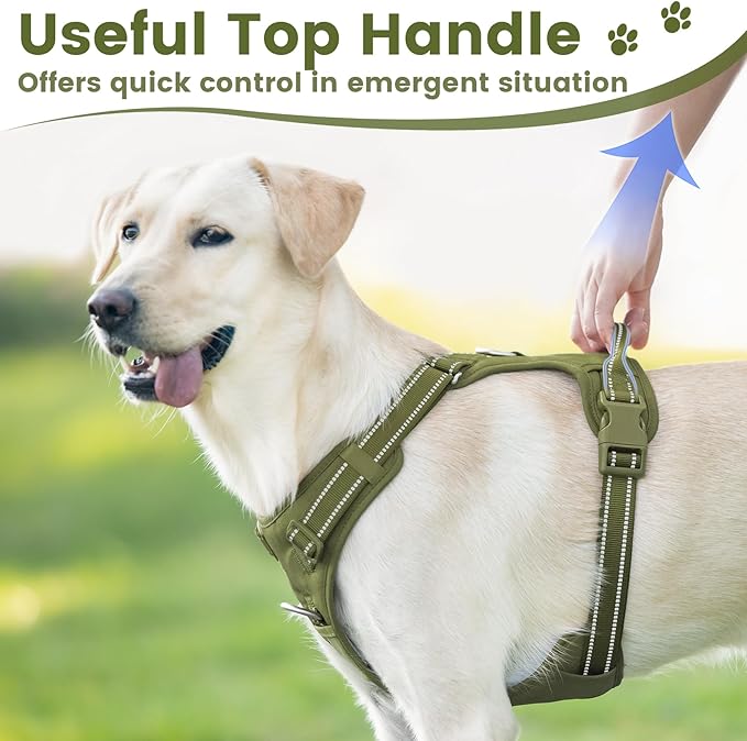 No Pull Dog Harness, Reflective Puppy Vest for Small Medium Large Sized Dog (Misty Green,XL)