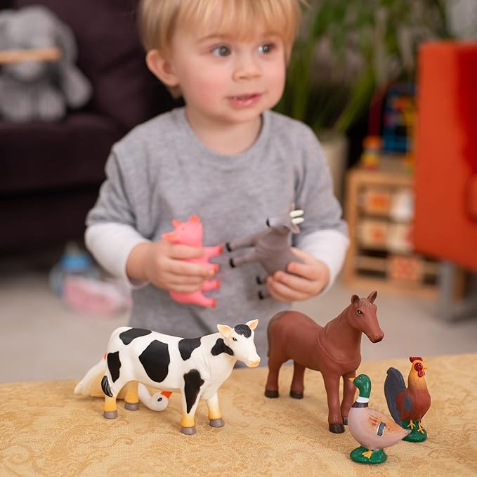 Learning Minds Set of 8 Jumbo Farm Animal Figures - Farm Animals for Toddlers Age 1-3 - Farm Toy for Kids Age 18 Months Plus - Animal Toys for Kids 1,2,3 Years Old