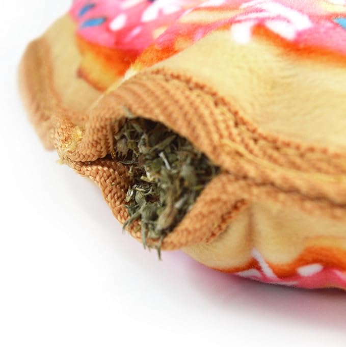 Doggijuana Tuffer Chewer Plush Dog Toy | Funny Dog Toy Plush with Juananip Catnip for Dogs | Calming Aid for Dogs | Interactive Squeaky Chew Toy for Play (Sprinkled Donut)