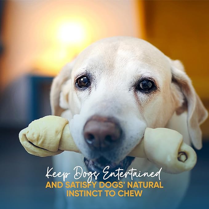 Dog Rawhide Bones: Rawhide Bones Chews 3-4" Premium Raw Hide Dog Bone, Free Range Grass Fed Cattle with No Hormones, Additives or Chemicals, Tasty Long Lasting Chews for Dogs, Pack of 15