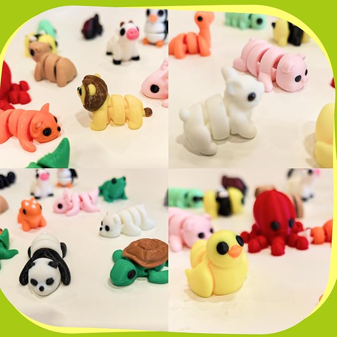 25pcs Mini Animals Figures,3D Printed Animals and Flexible Joints Fidget Toys, Small Animal Figurines Fit Fidget Toy Set,Pocket Pets,Birthday fillers, Teen Reward Gifts(25PC)