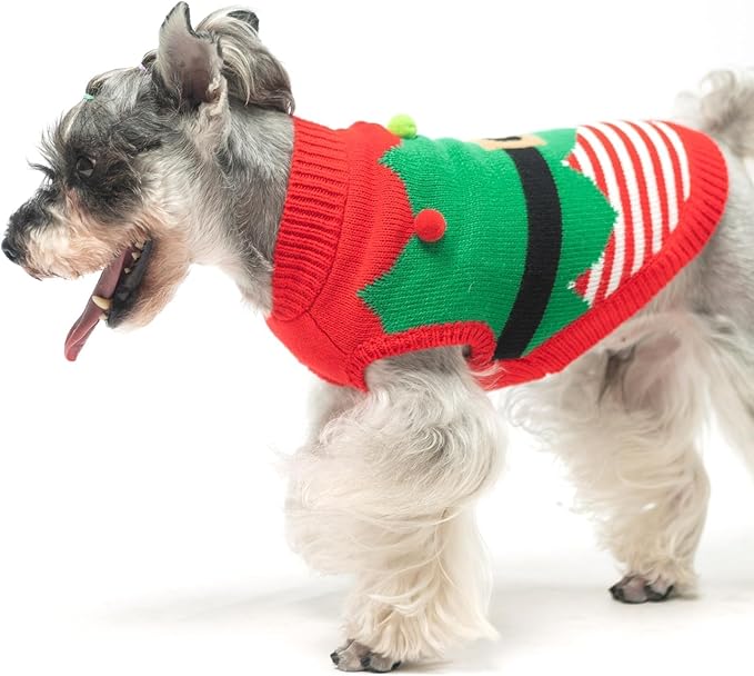 KOOLTAIL Dog Christmas Sweater Winter Clothes - Knitwear Soft Santa Claus Shirt for Cold Weather, Fleece Pet Sweatshirt Pullover Jumper Outfit for Small Medium Large Dogs Puppy Cats Girls Boys Red S