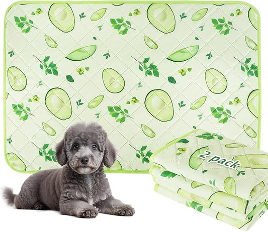 BVAGSS Washable Pee Pads for Dogs, 2 Pack Reusable Leakproof Puppy Wee Wee Pad, Non-Slip Waterproof Pet Training, Super Absorbent Whelping XH081 (Avocado, 24X18 Inch)