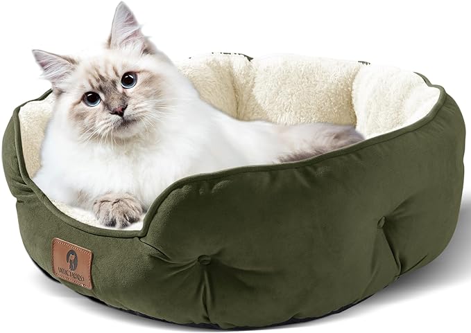 Asvin Medium Dog Bed for Medium Dogs, Cat Beds for Indoor Cats, Pet Bed for Puppy and Kitty, Extra Soft & Machine Washable with Anti-Slip & Water-Resistant Oxford Bottom, Green, 25 inches