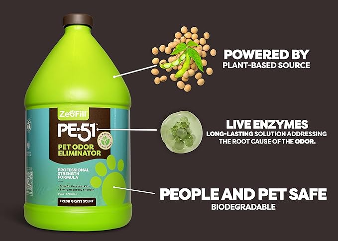 ZEOFILL PE-51 Economy Pack - 1 Gallon & 32oz Garden Hose Spray Bottle – Pet Urine, Pet Odor, & Yard Odor Eliminator – Dogs Urine Odor Deodorizer – Outdoor Use – All Natural Eco-Friendly Enzymes