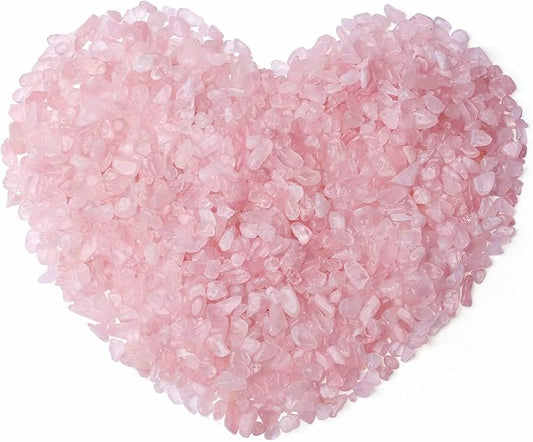 Rose Quartz Crystal Gravel Polished Chips Crushed Stones Healing Bulk Natural Tumbled Rocks Gem Home Decoration Small Pebbles for mini Aquarium Tank Plants Landscape Vase Filler Bottom Ornament 0.6lb