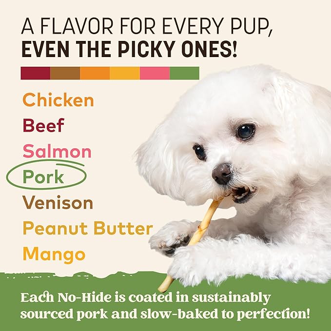 Earth Animal No-Hide Stix Pork Recipe Natural Rawhide Alternative Dog & Cat Chews - 20 Count Value Pack