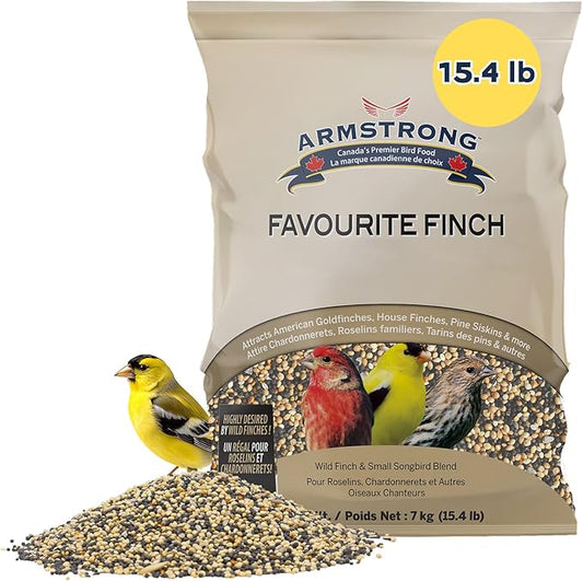 Armstrong Wild Bird Food Favourite Finch Bird Seed Blend, 15.4 Pounds - with White Millet, Canola, Nyjer and Sunflower Kernel Chips for American Goldfinches, House Finches & Songbirds