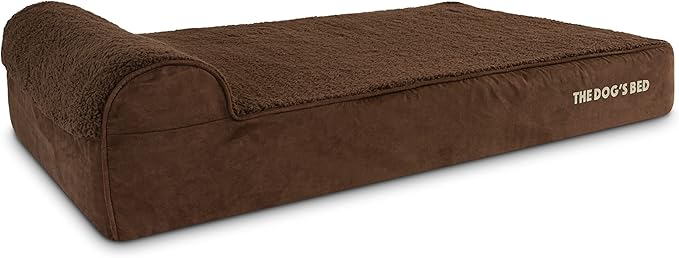 The Dog’s Bed Orthopedic Headrest Dog Bed XL Brown Plush 46x28, Memory Foam, Pain Relief for Arthritis, Hip & Elbow Dysplasia, Post Surgery, Lameness, Veterinary Approved, Waterproof Washable Cover