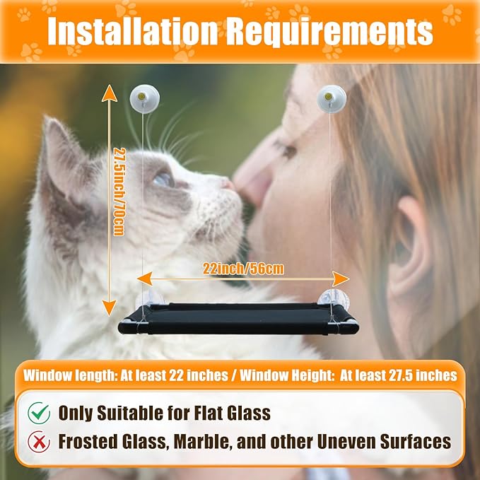 Cat Window Hammock Bed with Suction Cups – Foldable Window Perch & Shelves – Extra Large Bed for Indoor Cats, Holds 2 Large Cats