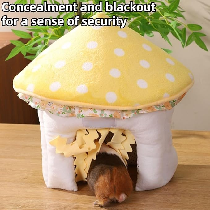 Guinea Pig Hideout, Mushroom Shaped Guinea Pig Tunnel, Small Animal Cage Accessories for Bunny, Hamster, Chinchilla, Ferret, Rabbit and Other Small Pets (Medium)