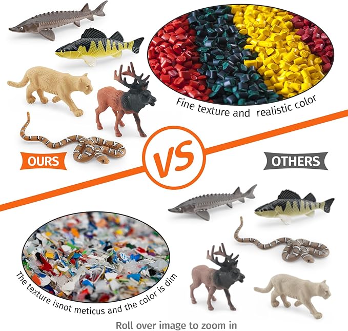 1-2 Inch North American Great Lakes Animals Set for Cake Topper Mini Biome Animals Figurines Set Plastic Water Snake Bat Goose Figurines Dragonfly Figure Toy Gift for Kid Toddlers