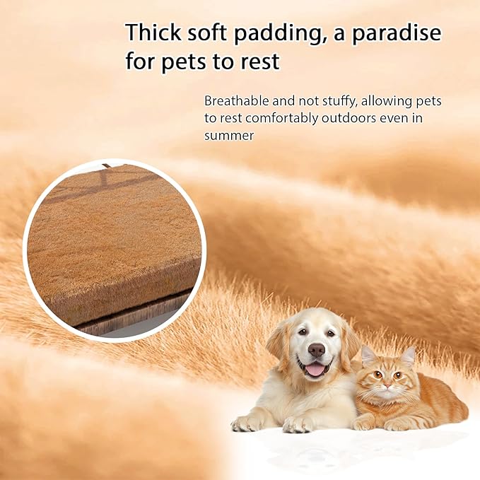 Outdoor Wicker Dog Bed Indoor Rattan Dogs Sofa with Soft Cushion, Dog Couch & Furniture, Pet Bed with Crate Pad(Brown Wicker and Cushion, Large and Medium)