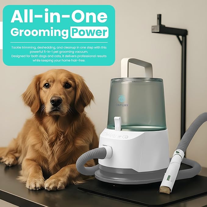 Dog Grooming Vacuum for Shedding, 5-in-1 Pet Grooming Kit with Dog Clippers for Grooming, 14,000Pa Powerful Suction, 4.5L Dust Cup, Quiet Pet Hair Vacuum Cleaner for Cats & Dogs Grooming
