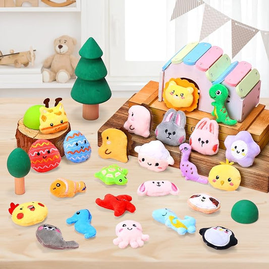 Skirfy Mini Animal Plush Toy Set 30pcs Claw Machine Prizes for Kids Easter fillers for Kids Boys Girls