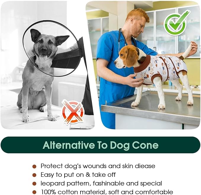 Kuoser Dog Recovery Suit for Post-Surgery Care, Spay Neuter Bodysuit for Female & Male Dogs, Anti-Licking Surgical Onesie, Snug Fit for Abdominal Wound Protection & Skin Healing, BrownPony XXL